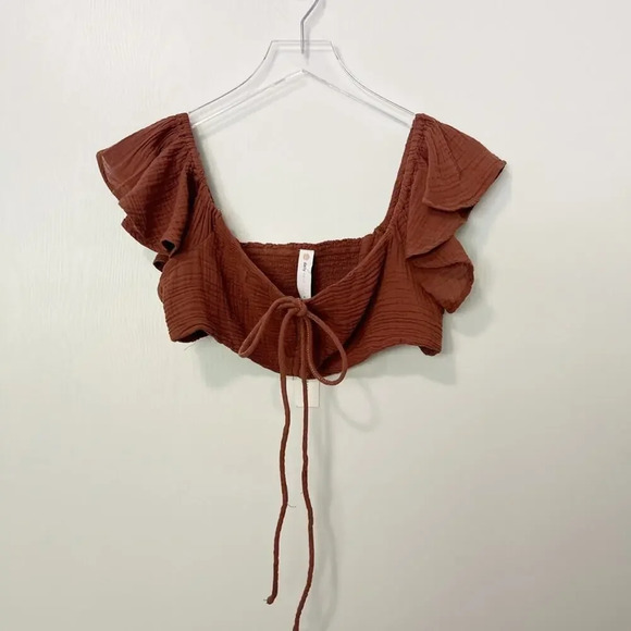 NWT ANTHROPOLOGIE The Jerry Cinched Top Brown - Picture 2 of 5